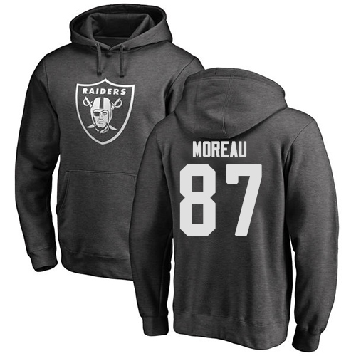 Men Oakland Raiders Ash Foster Moreau One Color NFL Football 87 Pullover Hoodie Sweatshirts